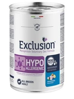 Exclusion Monoprotein Veterinary Diet Hypoallergenic Umido Pesce/Patate Cani Lattina 400g