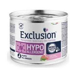Exclusion Veterinary Diet Formula Hypoallergenic Cibo Umido Maiale/Piselli Per Cuccioli Lattina 200g