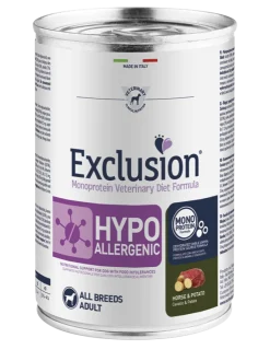 Exclusion Veterinary Diet Formula Hypoallergenic Per Cani Cavallo/Patate Lattina 400gr