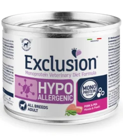 Exclusion Veterinary Diet Formula Hypoallergenic Per Cani Maiale/Piselli Lattina 200gr