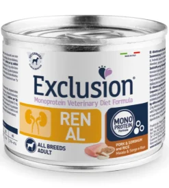 Exclusion Veterinary Diet Formula Renal Per Cani Maiale/Sorgo E Riso Lattina 200gr