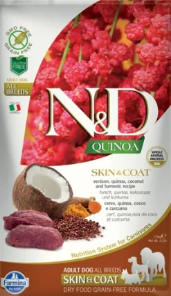 Farmina Natural & Delicious All Breed Quinoa Skin & Coat Cervo Grain Free Cibo Secco Per Cani 2,5kg