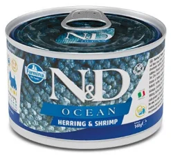 Farmina Natural & Delicious Ocean Mini Con Aringa E Gamberetti Per Cani Adulti 140g