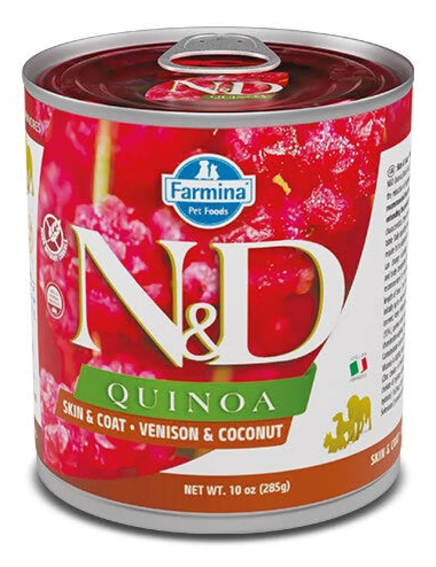 Farmina Natural & Delicious Quinoa Skin & Coat Con Cervo E Cocco Per Cani Adulti 285g