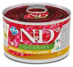 Farmina Natural & Delicious Quinoa Skin & Coat Mini Con Quaglia E Cocco Per Cani Adulti 140g