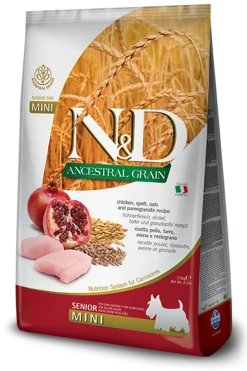 Farmina N&D Ancestral Grain Pollo E Melograno Cani Senior Taglia Mini Sacco 2,5kg