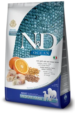 Farmina N&D Ocean Merluzzo E Farro Cani Adulti Taglia Media E Grande Sacco 12kg