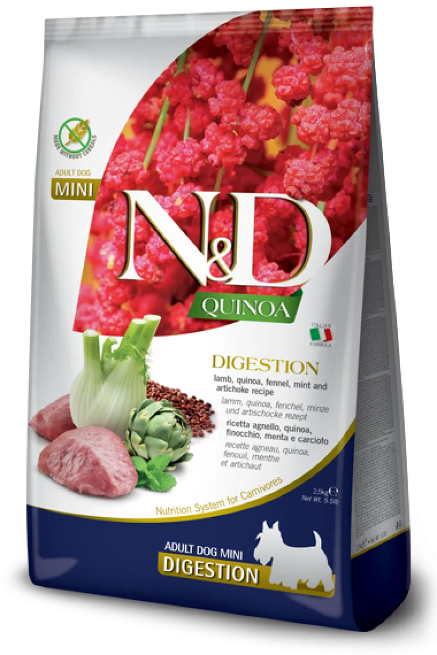 Farmina N&D Quinoa E Agnello Digestion Cani Taglia Mini Sacco 2,5Kg