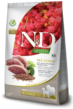 Farmina N&D Quinoa Neutered Anatra E Broccoli Cani Adulti Sterilizzati Taglia Media E Grande Sacco 12kg