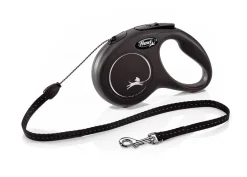 Flexi New Classic In Corda Guinzaglio Per Cani Colore Nero Taglia S 5m