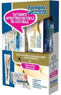 Forhans Kit Lattoferrina Dentifricio + Collutorio + 1 Spazzolino