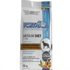 Forza10 Medium Diet Crocchette Al Cavallo Con Piselli Per Cani Adulti Taglia Media Sacco 12kg