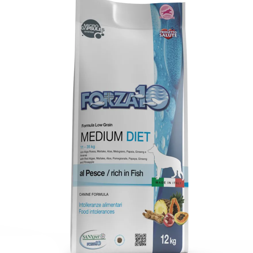 Forza10 Medium Diet Crocchette Al Pesce Cani Adulti Taglia Media Sacco 12kg