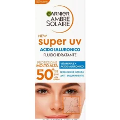 Garnier Ambre Solaire Fluido Viso Idratante Acido Ialuronico 40ml SPF50+