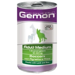 Gemon Bocconi Agnello E Riso Cibo Umido Cani Adulti Taglia Media Barattolo 1,25 Kg