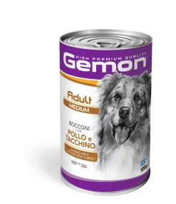 Gemon Bocconi Pollo E Tacchino Cibo Umido Cani Adulti Taglia Media Barattolo 1,25 Kg