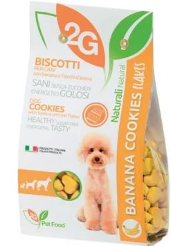 2G Pet Food Banana Cookies Flakes Biscotti Alla Banana Per Cani Sacco 350g