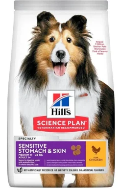Hill's Science Plan Adult Medium Sensitive Stomach & Skin Con Pollo Cibo Secco Per Cani 2,5kg