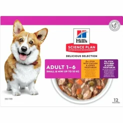 Hill's Science Plan Adult 1-6 Spezzatino Pollo/Manzo E Verdure Per Cani Adulti Taglia Piccola/Mini Bustine 12x80g