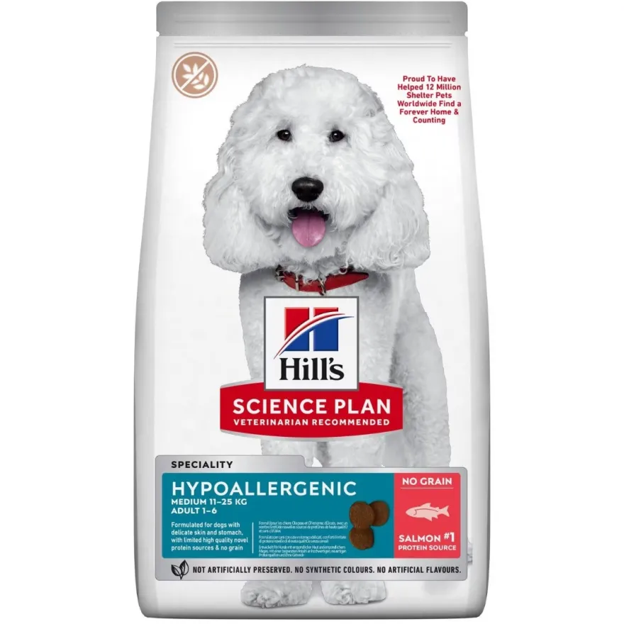 Hill's Science Plan Hypoallergenic Adult Crocchette al Salmone Per Cani Taglia Media Sacco 2,5 kg