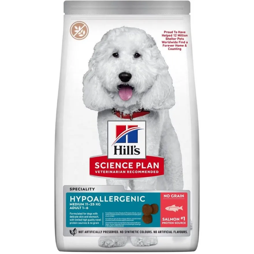 Hill's Science Plan Hypoallergenic Adult Crocchette al Salmone Per Cani Taglia Media Sacco 2,5 kg