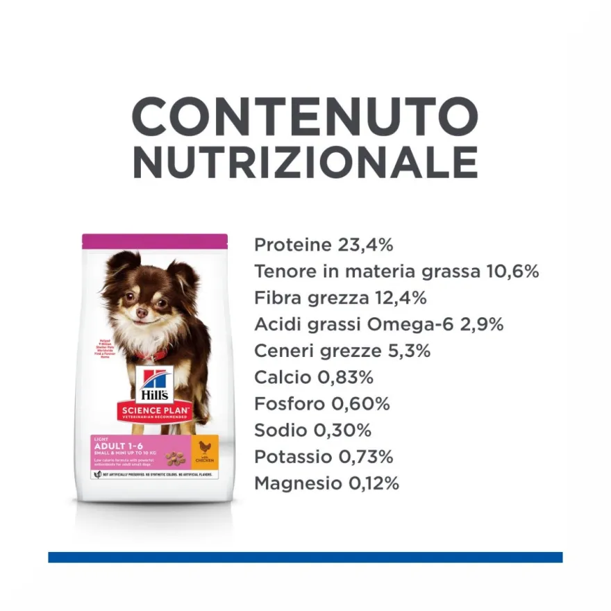 Hill's Science Plan Light Small & Mini Adult Crocchette Con Pollo Per Cani Sacco 6 Kg