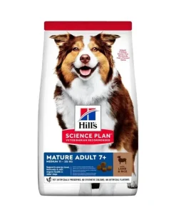 Hill's Science Plan Mature Adult 7+ Crocchette con Agnello e Riso per Cani Taglia Media Sacco 14 Kg