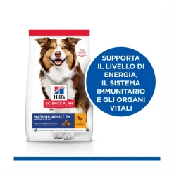 Hill's Science Plan Mature Adult 7+ Crocchette con Pollo per Cani Taglia Media Sacco 14 Kg