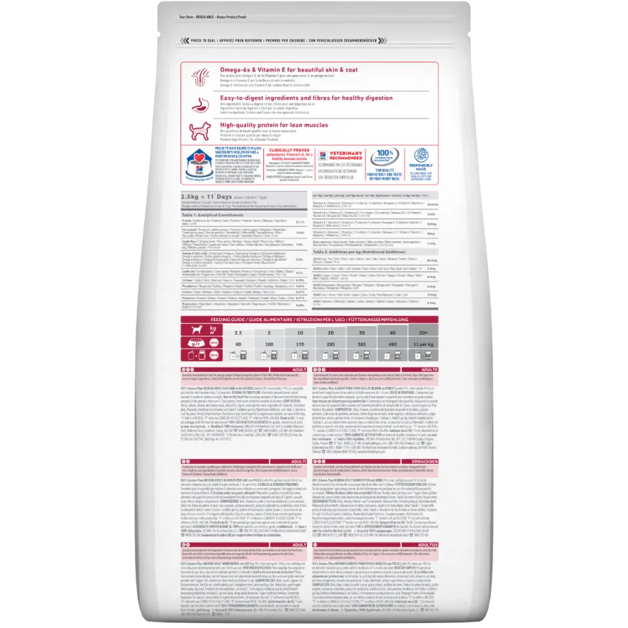 Hill's Science Plan Medium Adult Crocchette con Pollo Per Cani Sacco 14 Kg