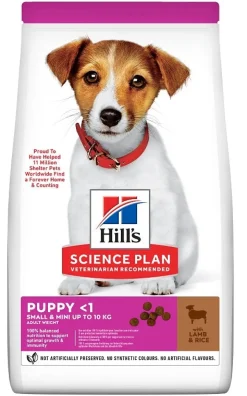 Hill's Science Plan Puppy <1 Small & Mini Up To 10 Kg Lamb & Rice Cibo Secco Per Cani 1,5kg