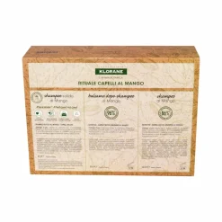 Klorane Cofanetto Rituale Capelli Secchi al Mango Shampoo 100ml + Balsamo 50ml + Shampoo Solido 80g