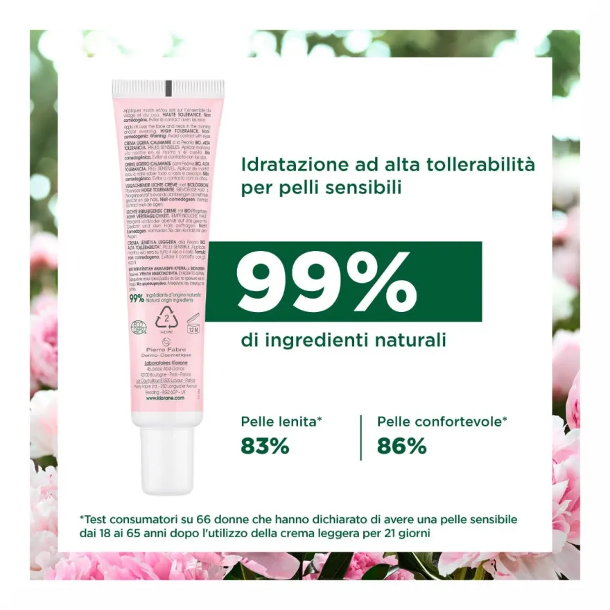 Klorane Crema Leggera Lenitiva alla Peonia Bio Pelle Sensibile40ml