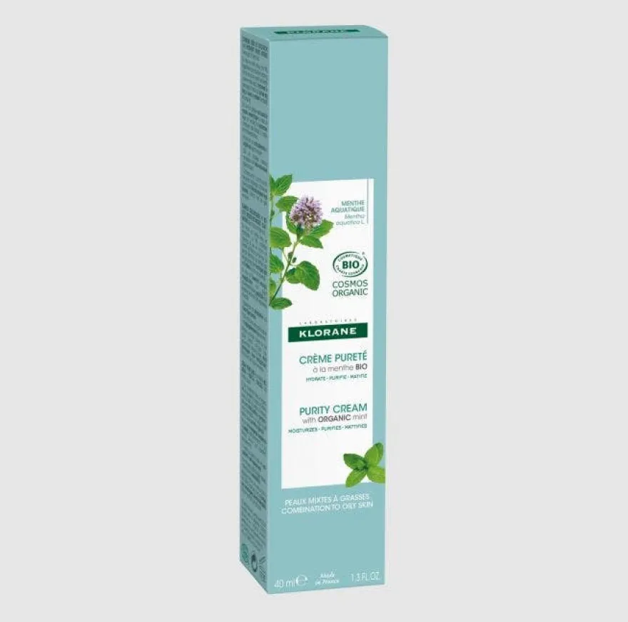 Klorane Crema Purificante Viso Menta Acquatica Bio 40ml