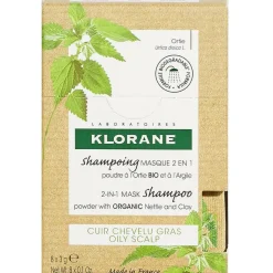 Klorane Shampoo Maschera Lavante 2 In1 Polvere Ortica E Argilla Bio Cuoio Capelluto Grasso 8X3g
