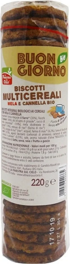 La Finestra Sul Cielo Biscotti Multicereali Bio Mela Cannella 220g