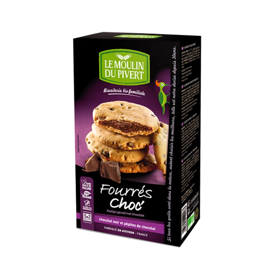 Le Moulin Du Pivert Fourres Choc Biscotti Cioccolato 175g