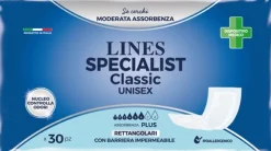 Lines Specialist Classic Pannolone Rettangolare Con Barriera Unisex Plus 30 Pezzi