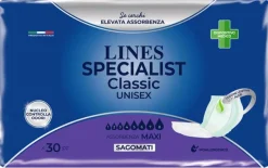 Lines Specialist Classic Unisex Pannoloni Sagomati Assorbenza Super/Maxi 30 Pezzi