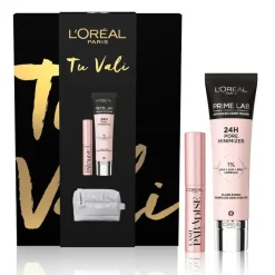 L'Oréal Paris Self Confidence Box Prime Pore minimizer Mascara Lash Paradise + Mini Beauty Bianco