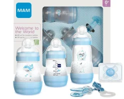 Mam Set Regalo Neonati Azzurro 2 Biberon Easy Start 160 ml+1 Biberon Easy StartAnti-Colic 260 ml+1 Succhietto+1 Clip