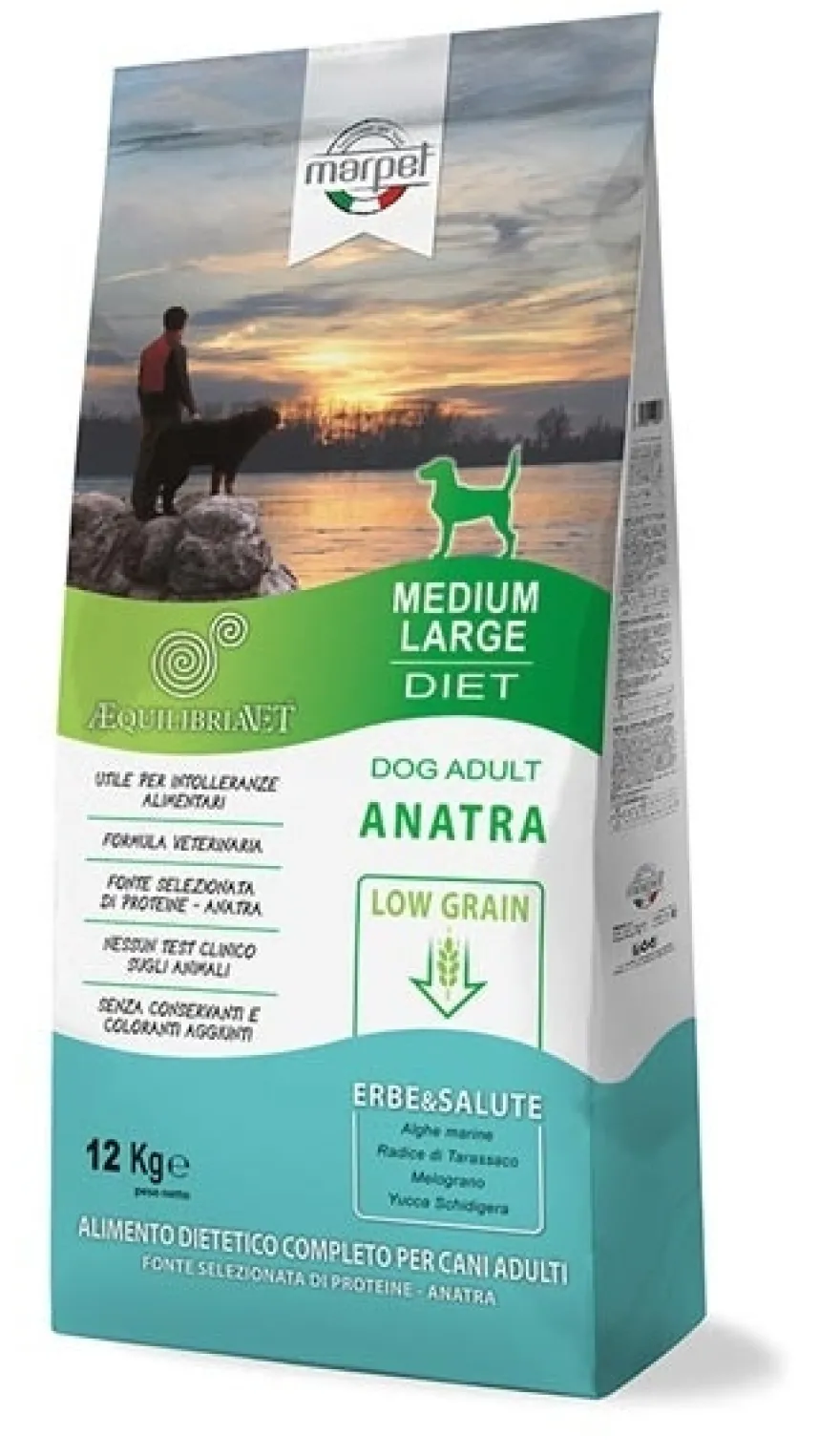 Marpet Aequilibriavet Low Grain Anatra Cibo Secco Per Cani Adulti Taglia Medium Large Sacco 12 Kg