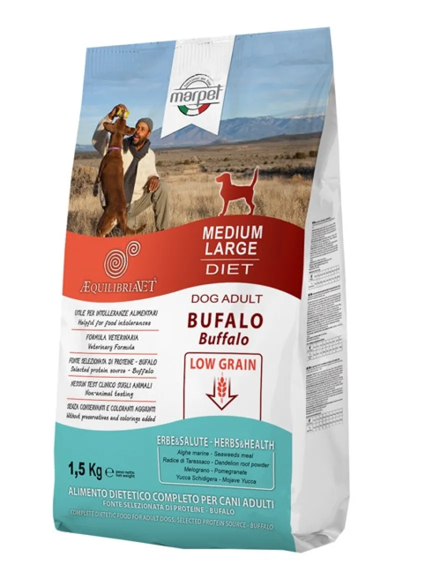 Marpet Aequilibriavet Low Grain Bufalo Cibo Secco Per Cani Adulti Taglia Medium Large Sacco 1,5Kg
