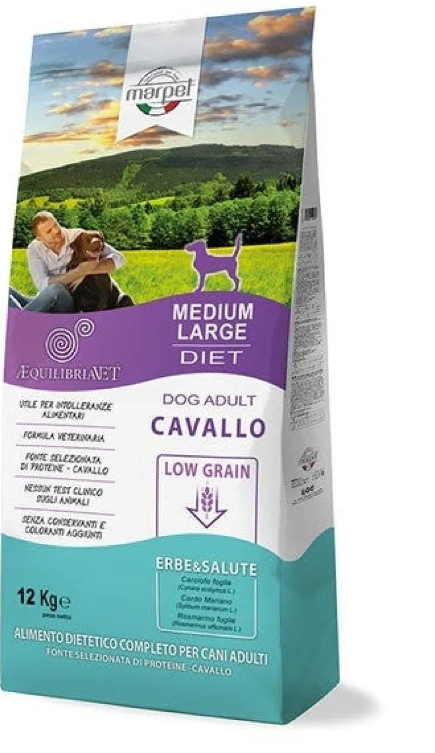 Marpet Aequilibriavet Low Grain Cavallo Cibo Secco Per Cani Adulti Taglia Medium Large Sacco 12 Kg