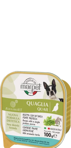 Marpet Aequilibriavet Quaglia Cibo Umido Per Cani Adulti Vaschetta 100g