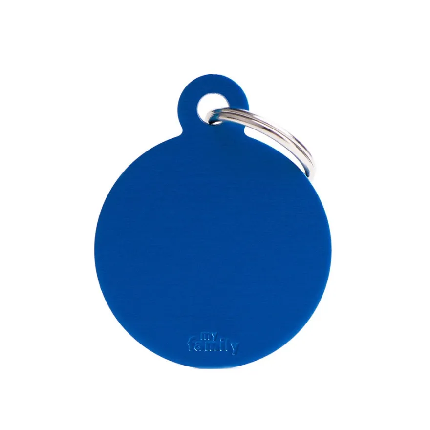 Medaglietta Per Cani E Gatti Personalizzata Cerchio In Alluminio Blu Taglia Grande
