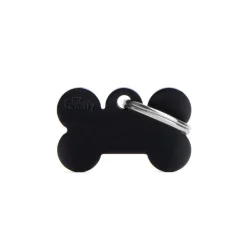 Medaglietta Per Cani E Gatti Personalizzata Osso In Alluminio Nero Taglia Piccola