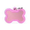 Medaglietta Per Cani E Gatti Personalizzata Osso In Alluminio Rosa Con Gomma