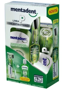 Mentadent P Tripack Dentifricio 75ml+1 Spazzolino+Collutorio 300ml