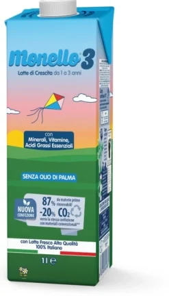 Monello 3 Formula per la Crescita a Base di Latte per Bambini da 1 a 3 Anni Liquido 1 Litro