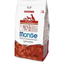 Monge Agnello Riso E Patate Cibo Secco Per Cani Cuccioli Sacco 800g